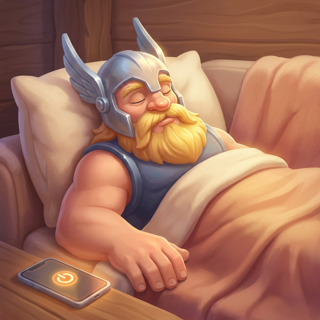 Viking resting while phone restarting.png